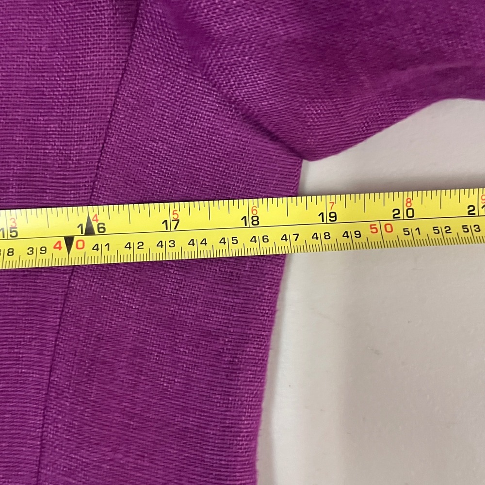 Ellen Tracy Magenta Purple Linen Blazer Jacket Women L Preppy Tailored Career - Picture 6 of 11